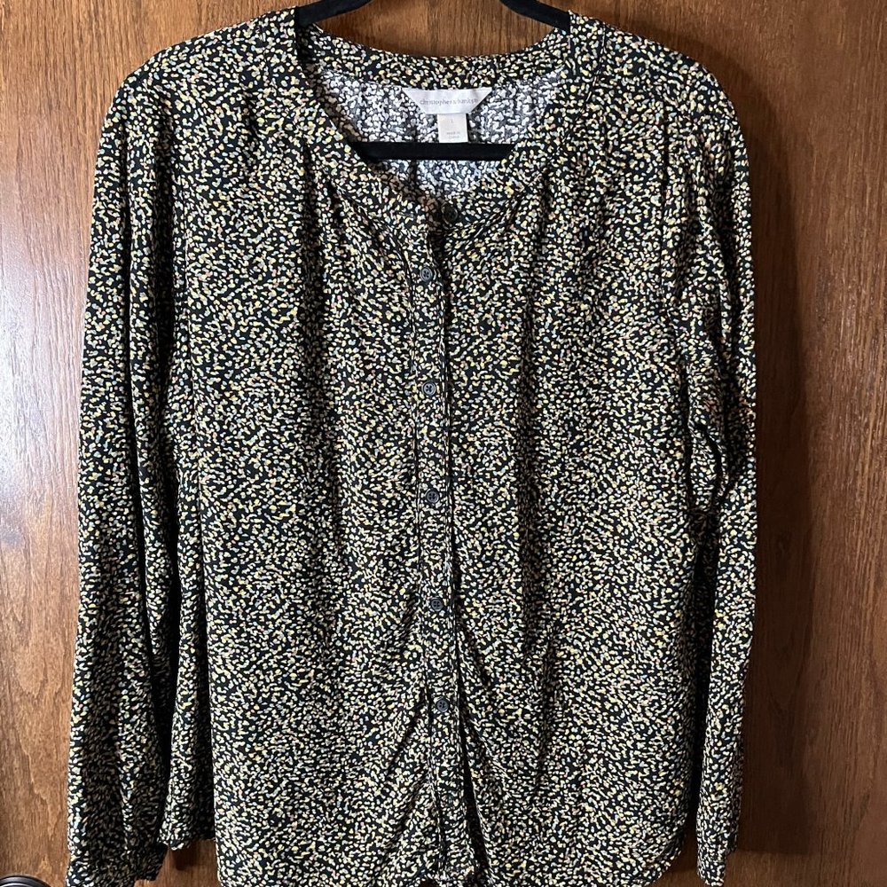 Christopher & Banks long sleeve button down blouse sz L